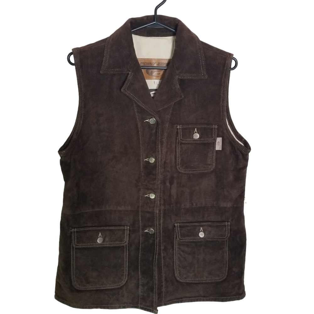 Mens Vintage Brown Point Zero Suede Vest Size large